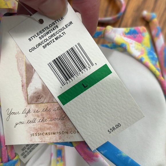 Jessica Simpson Tie-Dyed Cropped Keyhole Cami Bikini Top NWT - Picture 9 of 12